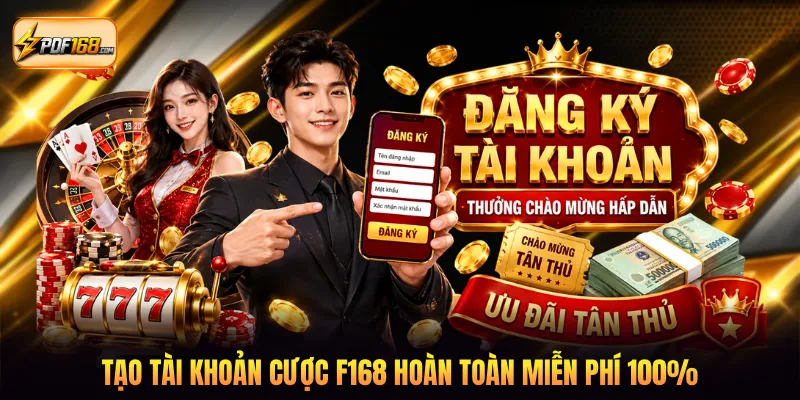 Tạo tài khoản cược F168 hoàn toàn miễn phí 100%